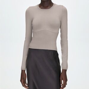 Aritzia Babaton Sculpt Knit Empire Longsleeve Top - Small